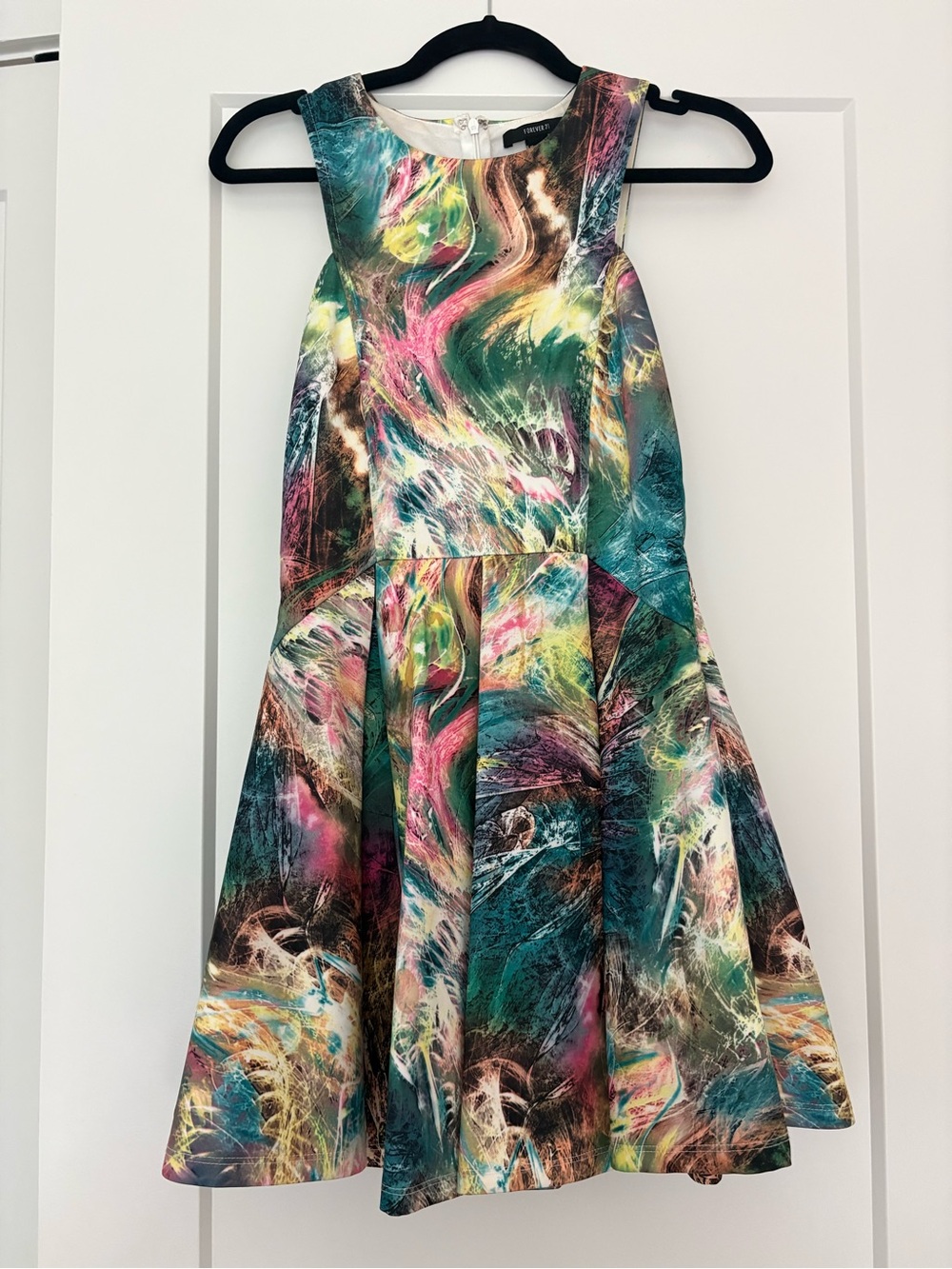 Abstract Print Fit & Flare Midi Dress
